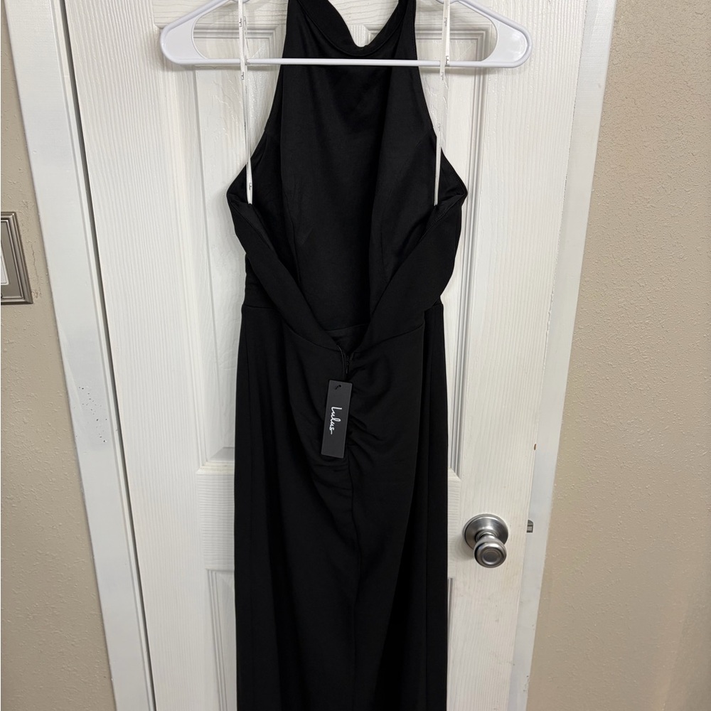 Lulu's Black Halter Maxi Dress with Embellished Collar - Picture 5 of 5